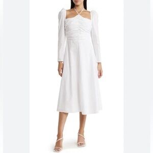 NWT ASTR The Label White Cotton Midi Dress Size M‎
